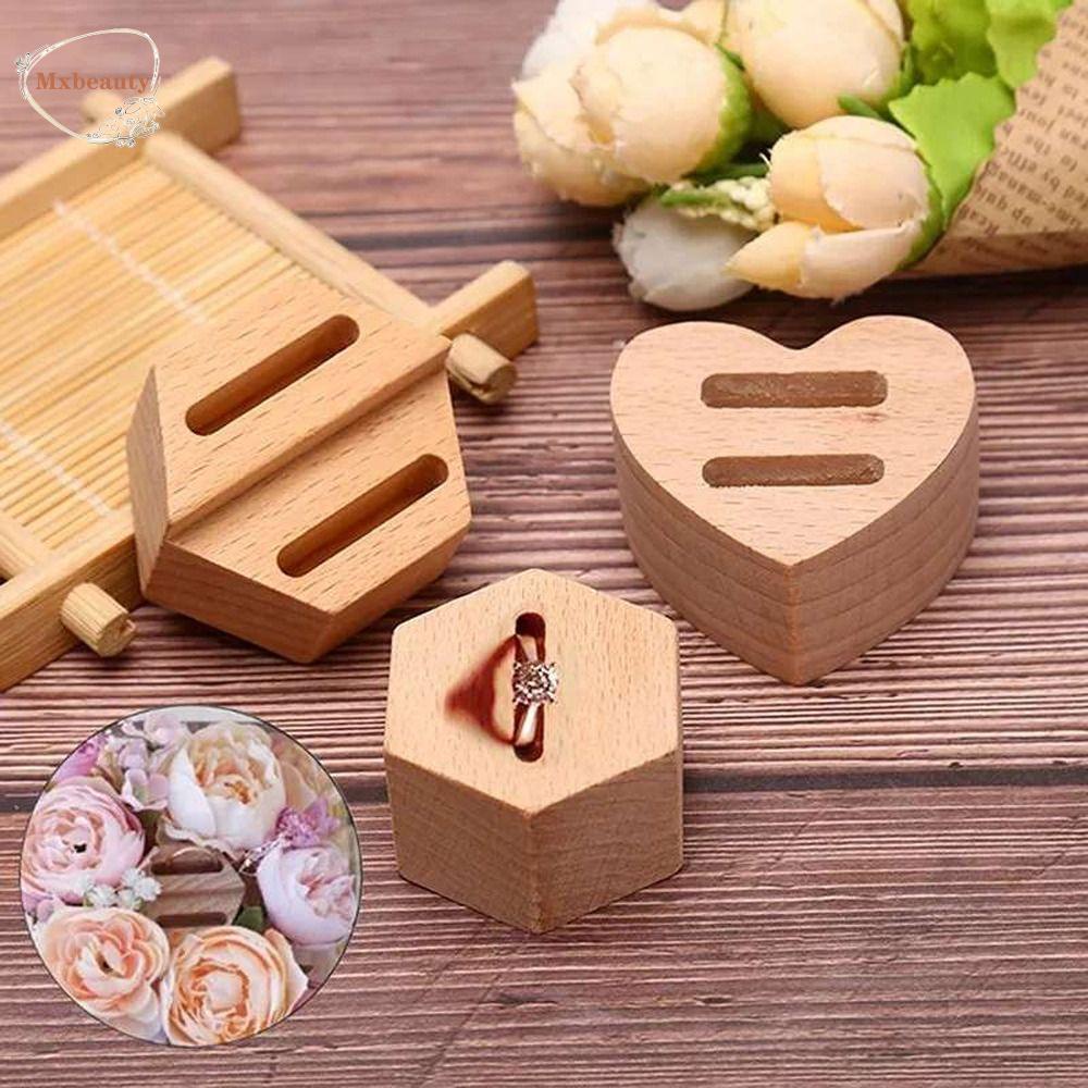 Mxbeauty Giá Đỡ Trưng Bày Nhẫn Hình Lục Giác Bằng Gỗ Sồi Đơn Giản