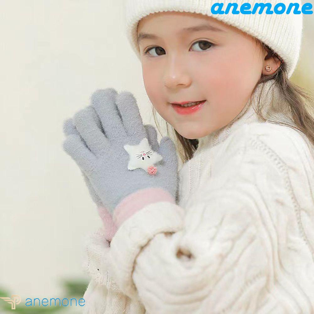 Găng Tay Len Hở Ngón Giữ Ấm Mùa Đông Dành Cho Trẻ Em