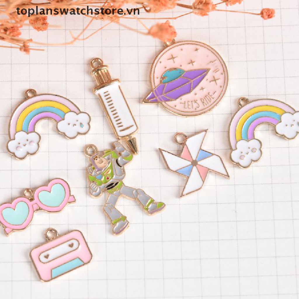 Set 10 Mặt Dây Chuyền Hình Cối Xay Gió Tráng Men DIY