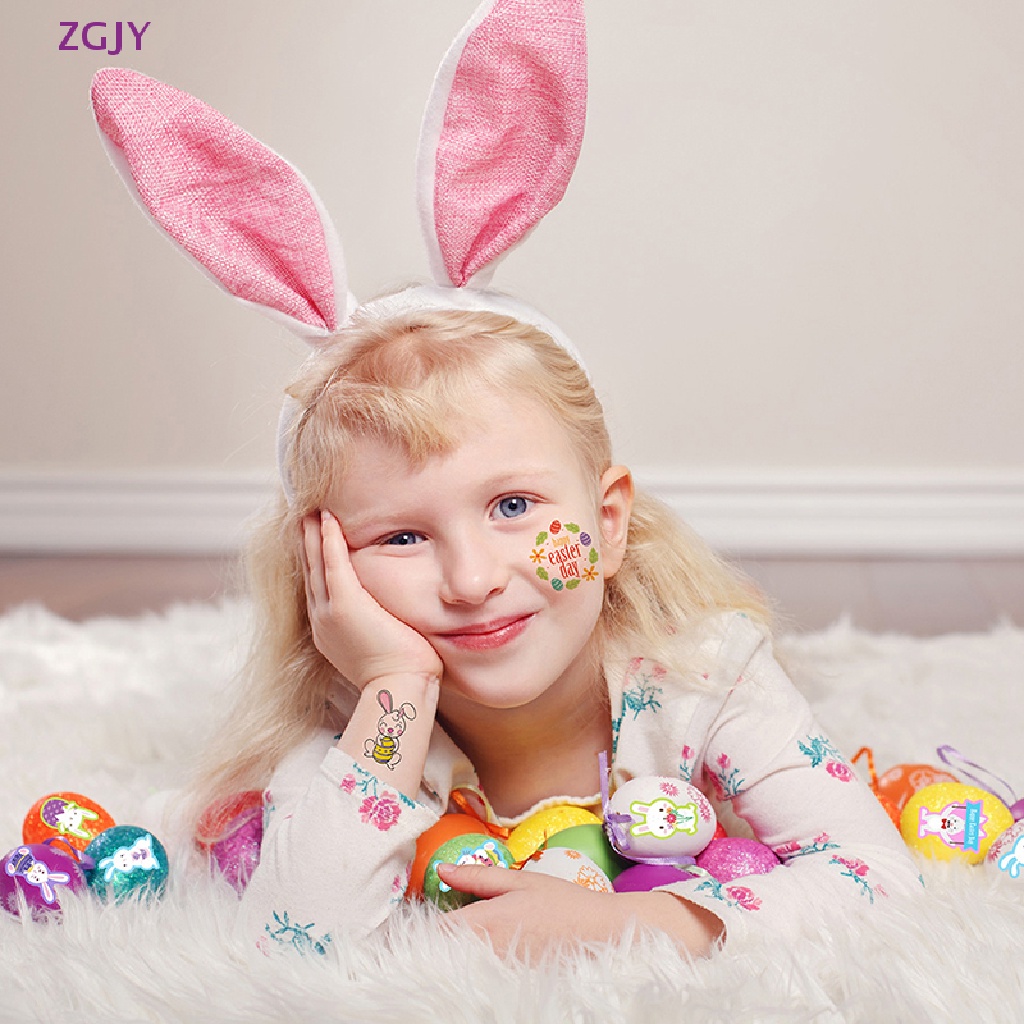 Set 16 Tấm Sticker Họa Tiết Thỏ Phục Sinh Dễ Thương Để Trang Trí Thiệp Mới