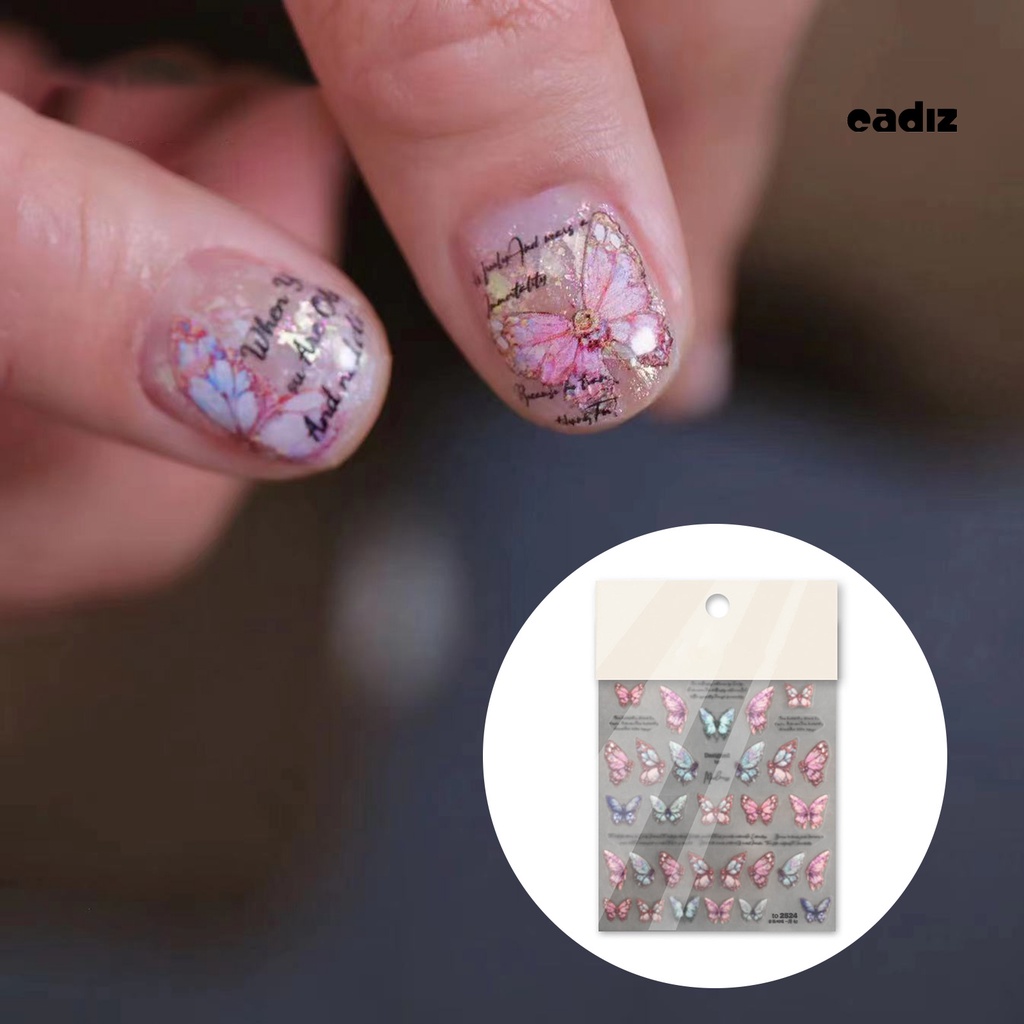 1 Tấm Sticker Dán Móng Tay DIY Hình Bướm 5D Dành Cho Salon