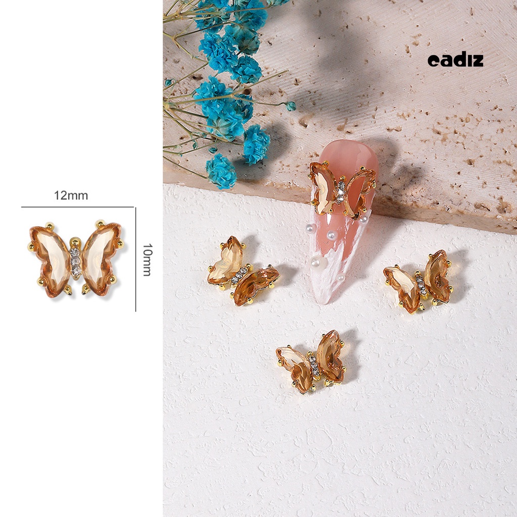 Set 10 Móng Tay Giả Mini Lấp Lánh Hình Bướm DIY