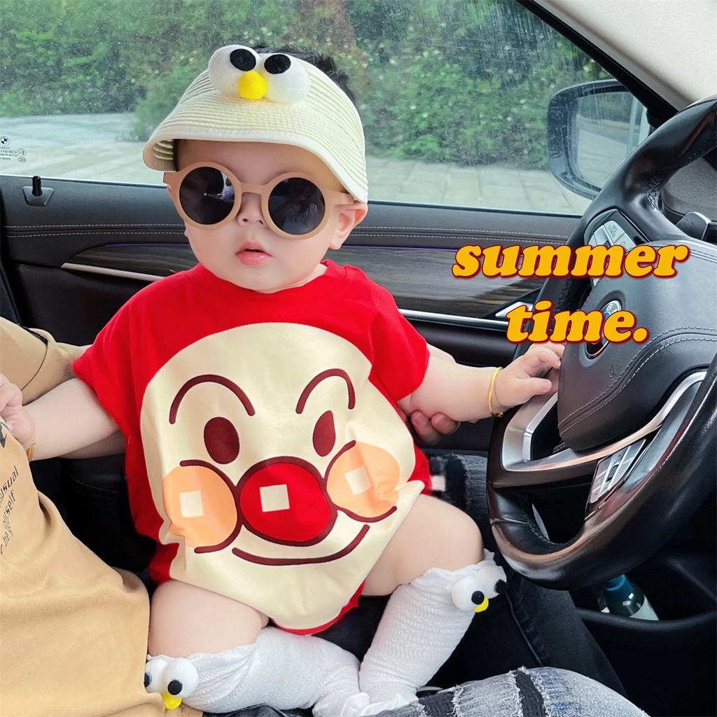 Bộ Áo Liền Quần cotton Ngắn Tay In Hoạt Hình Dễ Thương Thời Trang Mùa Hè Cho Bé Sơ Sinh 0-24 Tháng Tuổi