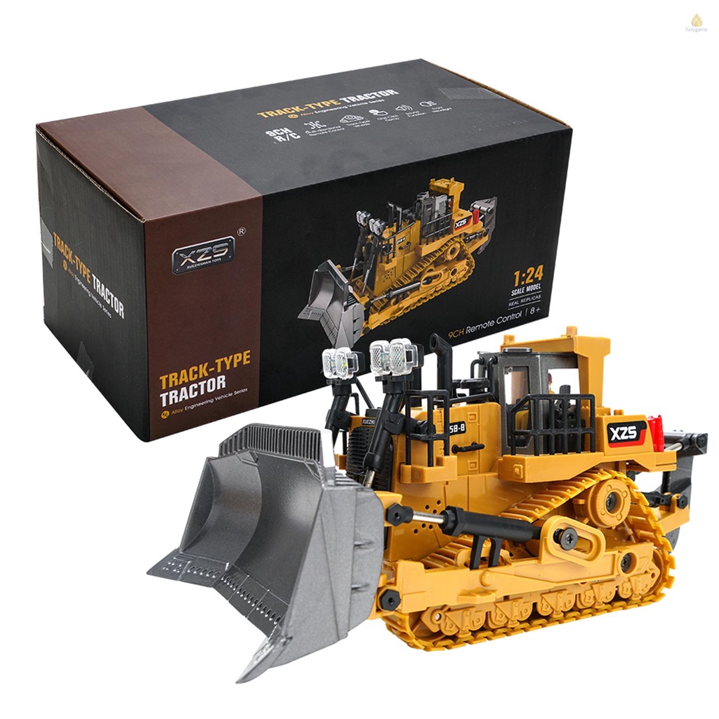 Bộ Đồ Chơi Xe Xây Dựng Điều Khiển Từ Xa 1: 24 2.4G 9CH RC Bằng Hợp Kim Có Đèn Và Âm Thanh
