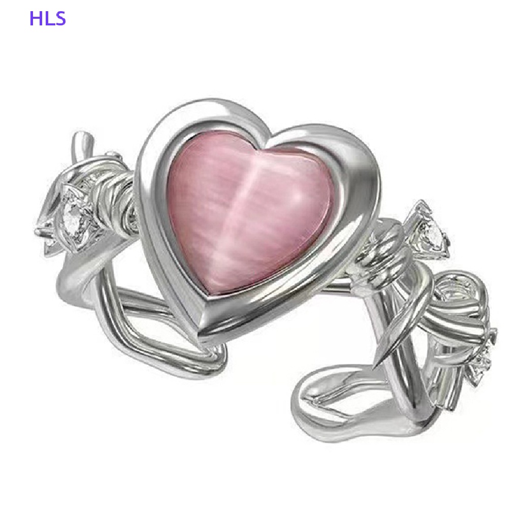 Nhẫn Hình Trái Tim Mắt Mèo Thời Trang Tinh Tế Có Thể Điều Chỉnh Cho Nữ