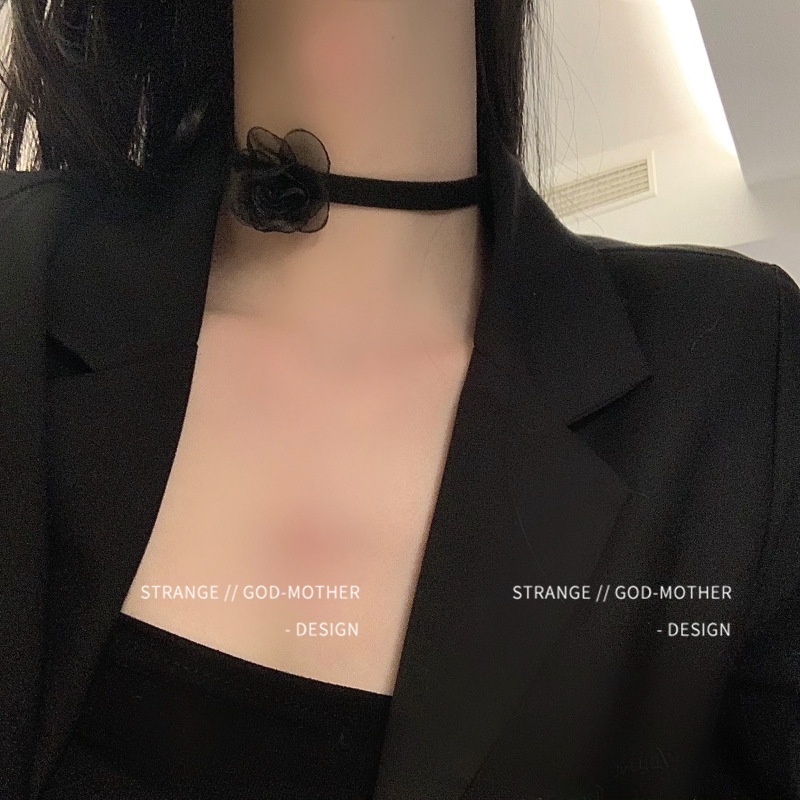 Vòng Cổ Thắt Dây Không Khóa Hình Hoa Trà Phong Cách Retro Hàn Quốc Ngọt Ngào