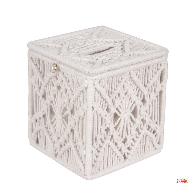 Hộp Đựng Khăn Giấy Bằng Cotton Dệt Tay Có Khóa Hạt Trang Trí Nhà Cửa / Văn Phòng