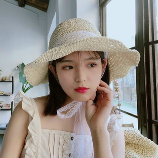 Nón cói rộng vành phối dây ren