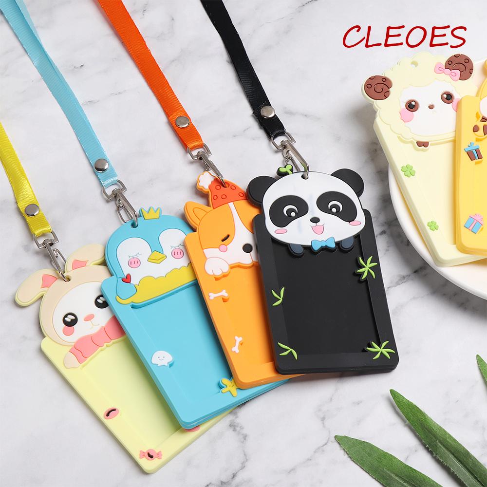 Bao Đựng Thẻ ID Bằng Silicon Họa Tiết Động Vật Dễ Thương Kèm Dây Đeo Tiện Dụng Cho Trường Học / Văn Phòng