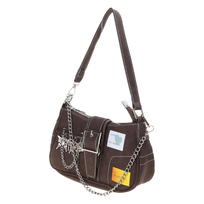 Túi Da PU Đeo Vai Phối Dây Xích Phong Cách Punk Dành Cho Nữ