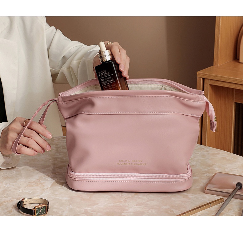 Túi Da JASMIN NOIR PU Hai Ngăn Đựng Đồ Trang Điểm Thiết Kế Dây Rút Tiện Dụng