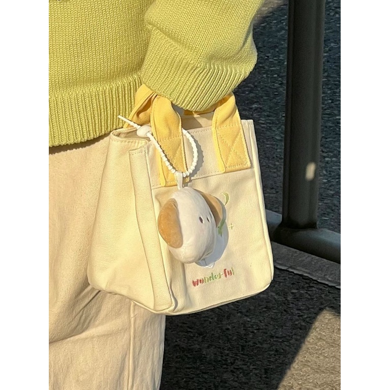 Túi Xách Vải Canvas Thêu Hình Cún Thời Trang Hàn Quốc