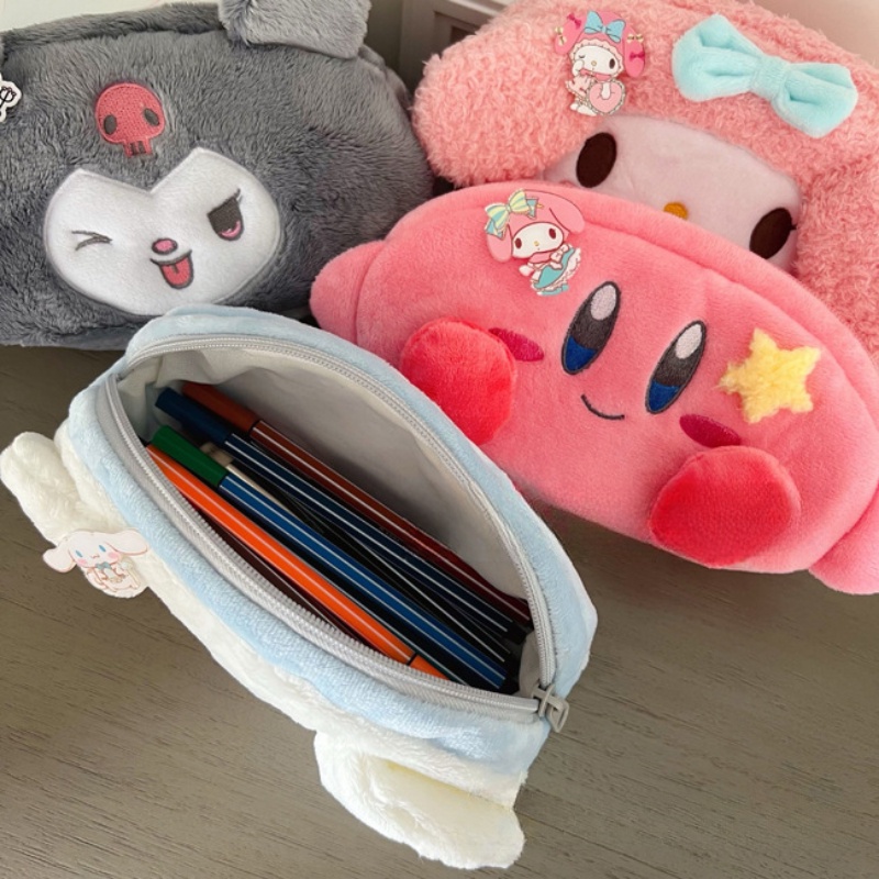 Sanrio Túi Đựng Bút Chì / Mỹ Phẩm Cỡ Lớn Hình Kuromi My Melody Cinnamoroll Nhồi Bông Dễ Thương Cho Học Sinh