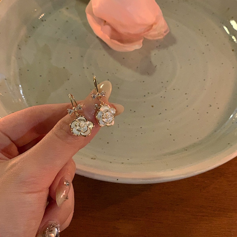 Bông Tai Hình Nơ Đính Đá Ngọc Trai Thời Trang Cao Cấp Cho Nữ