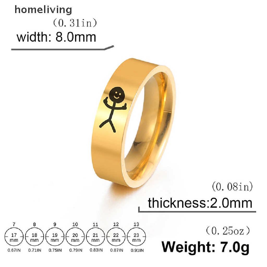 Nhẫn Thép Titan Mặt Giữa Vui Nhộn Đơn Giản Vui Nhộn Phong Cách Hip Hop Cho Cặp Đôi Mới