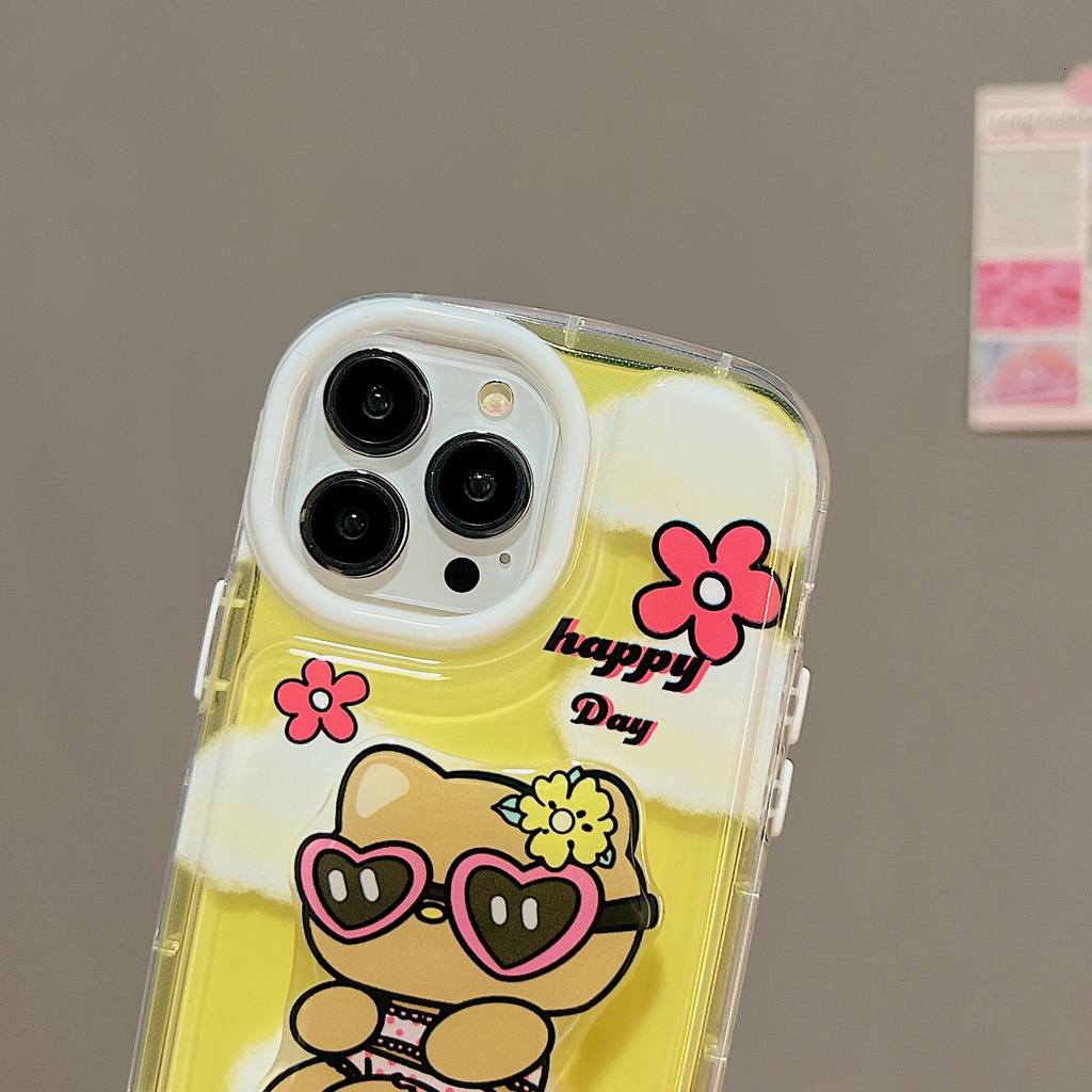 Ốp Điện Thoại TPU Dẻo Trong Suốt Họa Tiết Hoạt Hình Hello Kitty Dễ Thương Kèm Giá Đỡ Cho iPhone 14 13 12 11 PRO MAX
