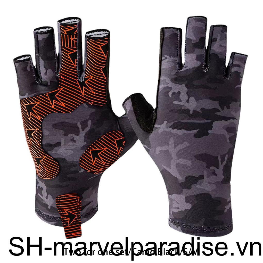 Set 2 Găng Tay Câu Cá Chống Nắng Chống Trượt Bằng Sợi Micro Và Silicon Thấm Hút Mồ Hôi