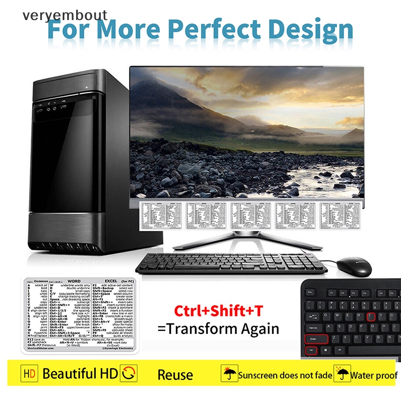 Set 30 Miếng Dán Hướng Dẫn Bàn Phím Ngắt Kết Nối Cửa Sổ Tiện Dụng