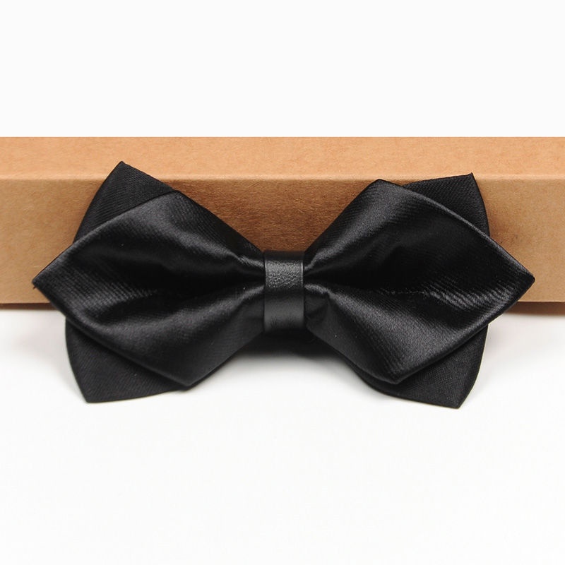 Cà Vạt Nơ Mũi Nhọn Hai Lớp Màu Đỏ Rượu Vang Phong Cách Hàn Quốc Sang Trọng Cho Chú Rể