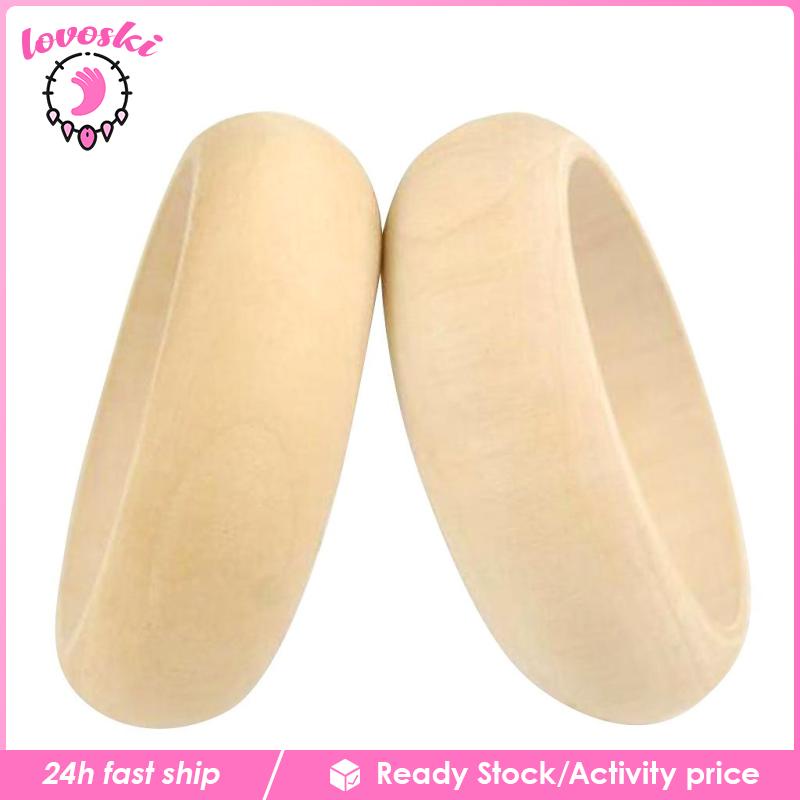 Set 2 Vòng Tay Gỗ Trơn Thời Trang Cho Nữ