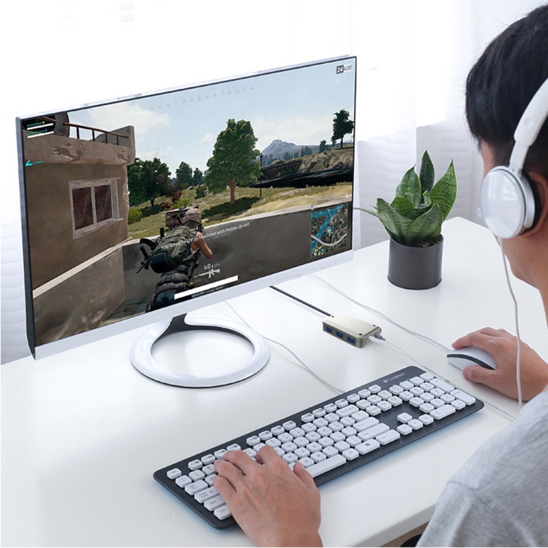 Bộ Chia 3 Cổng USB 3.1 Kèm Thẻ Âm Thanh 7.1 Cổng USB C Và Thẻ Âm Thanh 3.5mm Cho Máy Tính