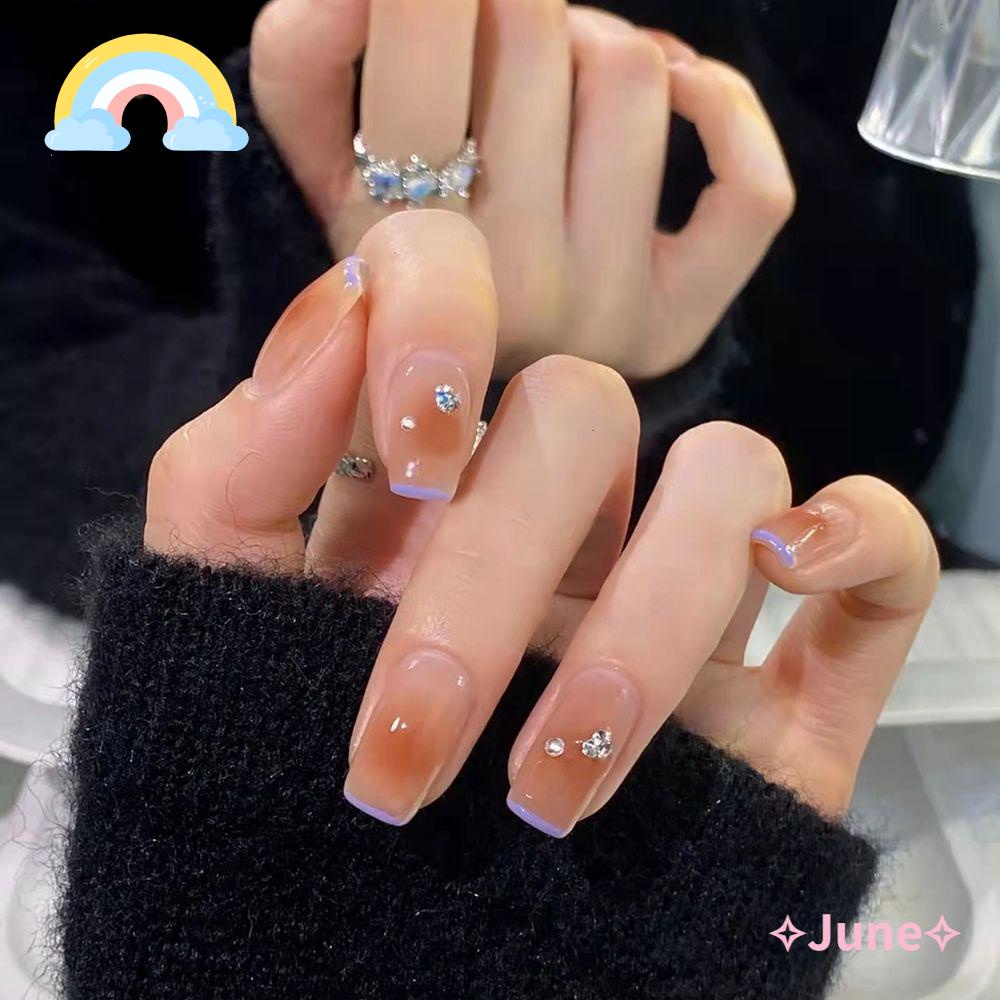 Bộ 24 Móng Tay Giả Đầu Tròn / Vuông Chuyên Dụng Cho Trang Trí Móng