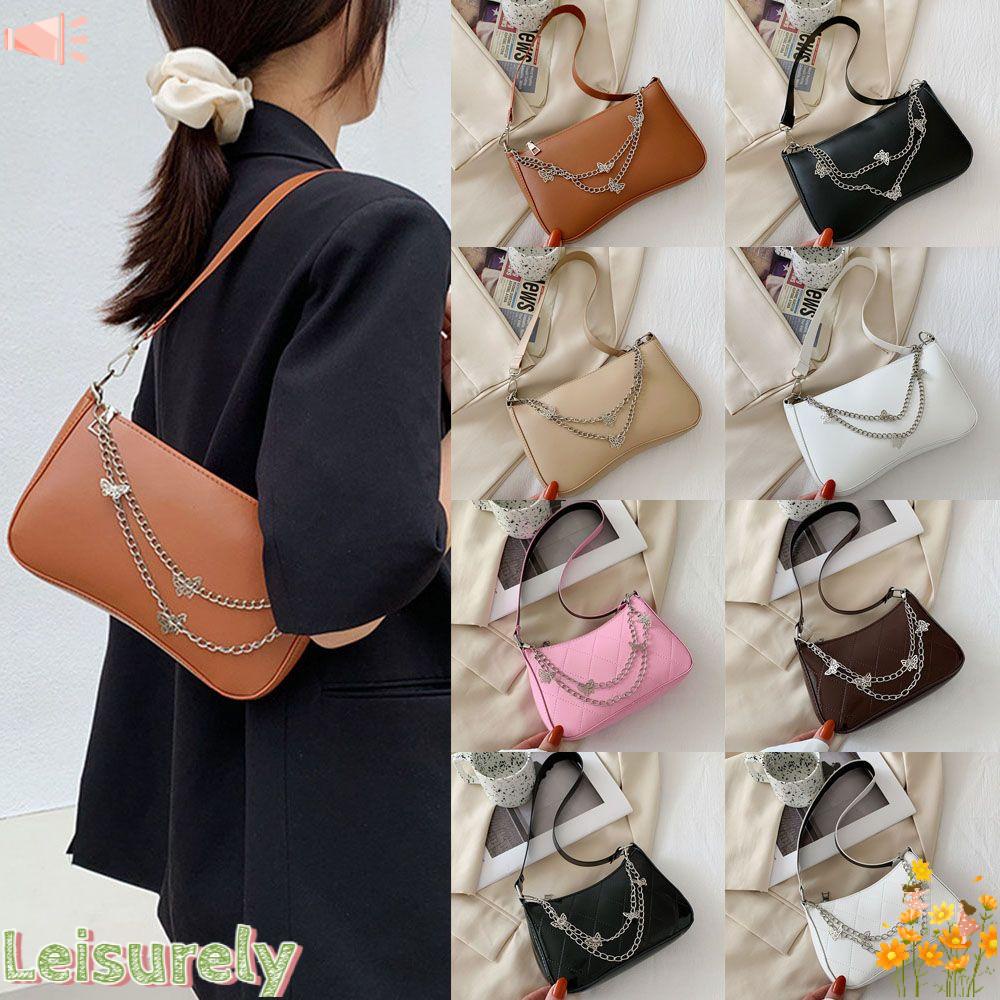 Túi Xách Da PU Họa Tiết Bướm Dập Nổi Phối Dây Xích Đa Năng Thời Trang Cho Nữ