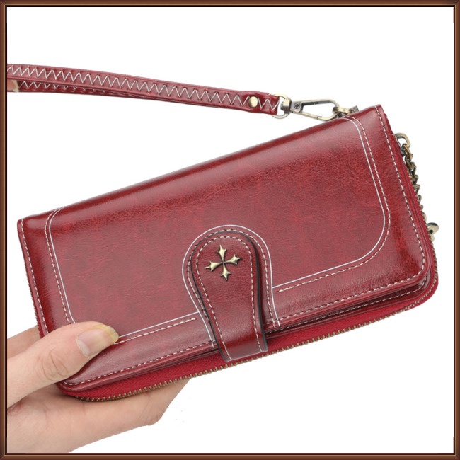 Ví Da PU Dáng Dài Đa Năng Phong Cách Retro Thời Trang Cho Nữ