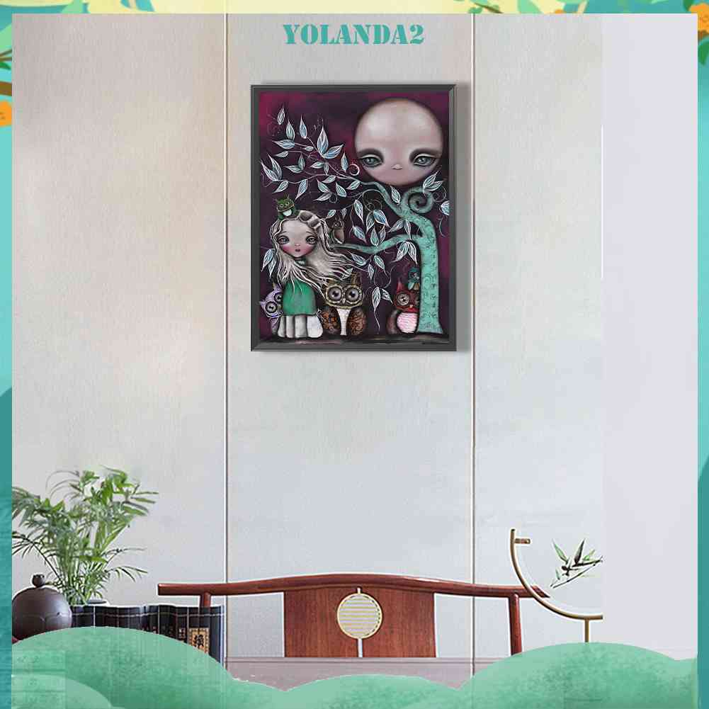 Tranh Đính Đá Kim Cương Toàn Bộ 5D DIY Hình Vẽ Cô Gái Trang Trí Nhà Cửa