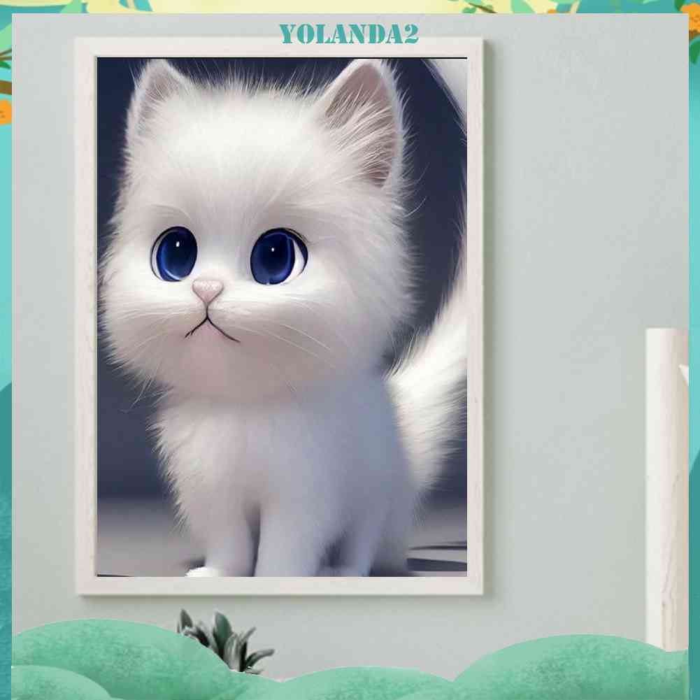 Tranh Đính Đá Kim Cương Toàn Bộ 5D DIY Hình Vẽ Mèo Trang Trí Nhà Cửa