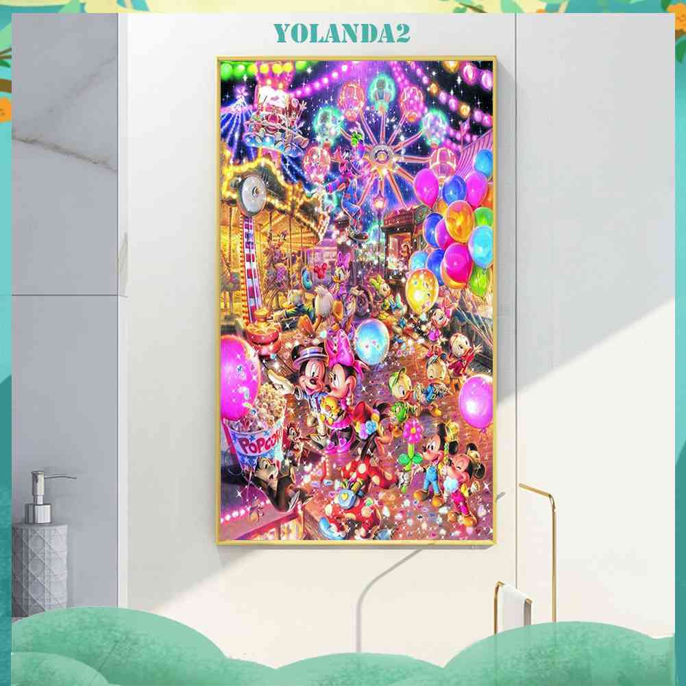 Bộ Tranh Đính Đá 5D Họa Tiết Hoạt Hình Mickey Minnie Độc Đáo DIY Dùng Trang Trí Nhà Cửa