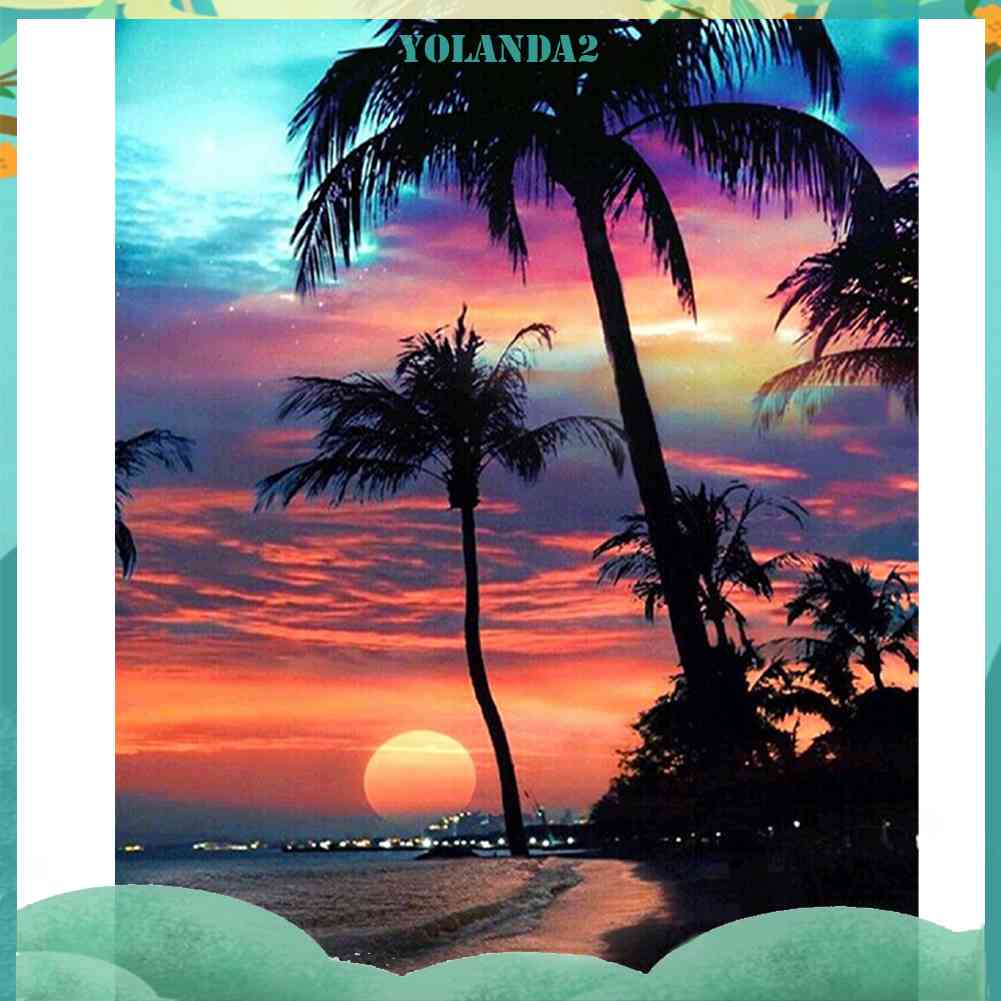 Bộ Tranh Đính Đá 5D Toàn Diện Họa Tiết Bãi Biển Độc Đáo DIY Dùng Trang Trí Nhà Cửa