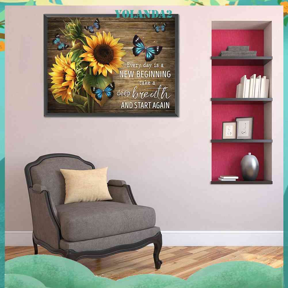 Bộ Tranh Đính Đá 5D Tự Làm Toàn Diện Hình Hoa Cúc Và Chữ Cái