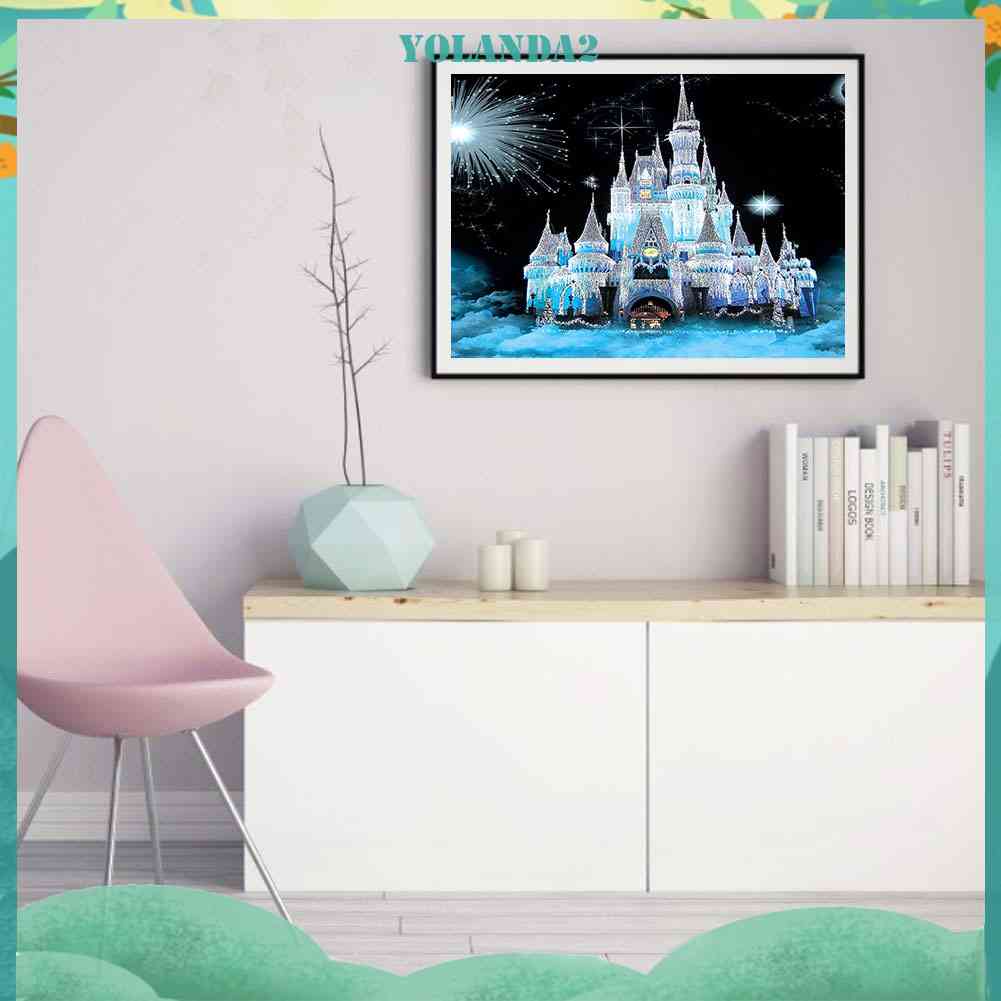 Tranh Đính Đá Kim Cương Toàn Bộ Hình Lâu Đài Tuyết DIY