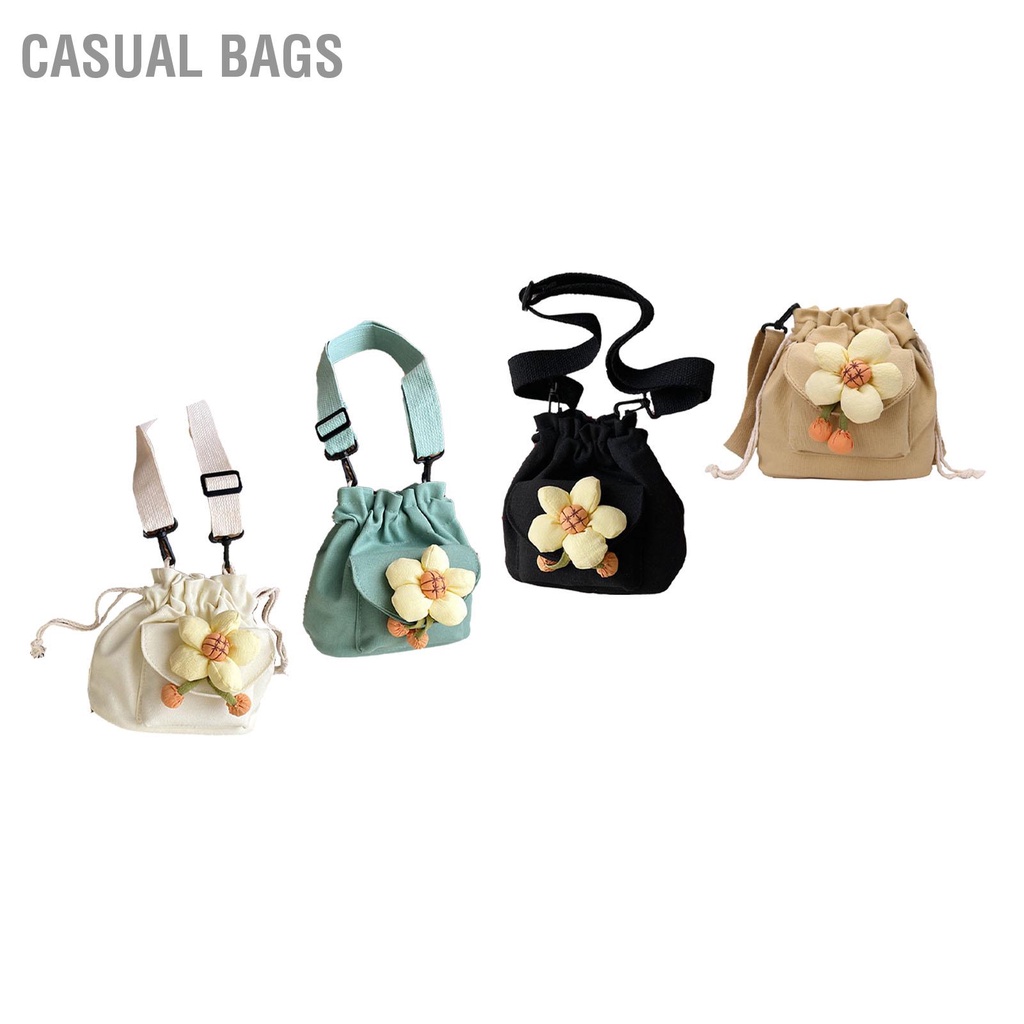 Có hàng sẵn Casual Bags Túi xô xách tay Dây đeo dài bằng vải Canvas Ví vai đơn rút cho Du lịch dự tiệc
