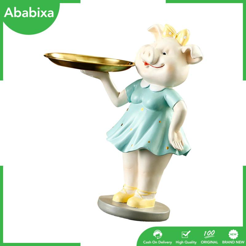 [Ababixa] Tượng Heo Con Kèm Khay Đựng Chìa Khóa Và Khay Điêu Khắc Nghệ Thuật Để Bàn Phòng Khách Nhà Hàng