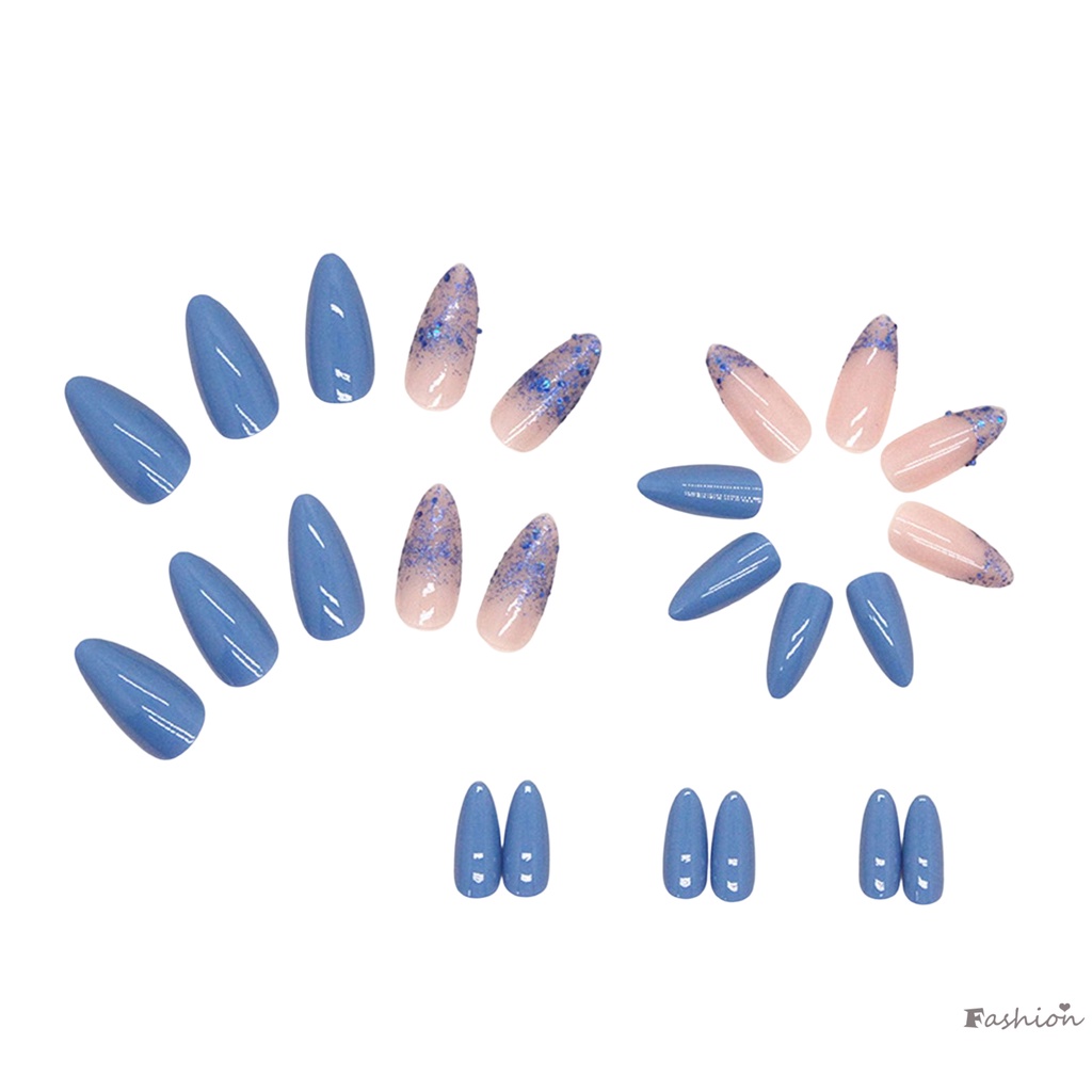 Móng Tay Giả Kim Tuyến Màu Xanh Dương Ngọt Ngào Và Quyến Rũ Có Thể Tái Sử Dụng
