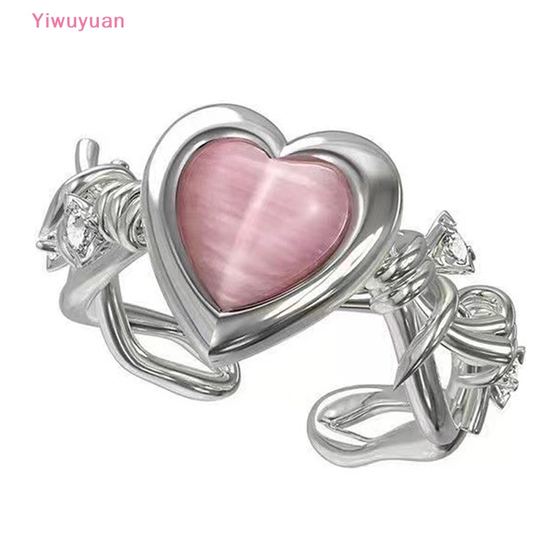 Nhẫn Thời Trang Hình Trái Tim Mắt Mèo Thanh Lịch Có Thể Điều Chỉnh Cho Nữ