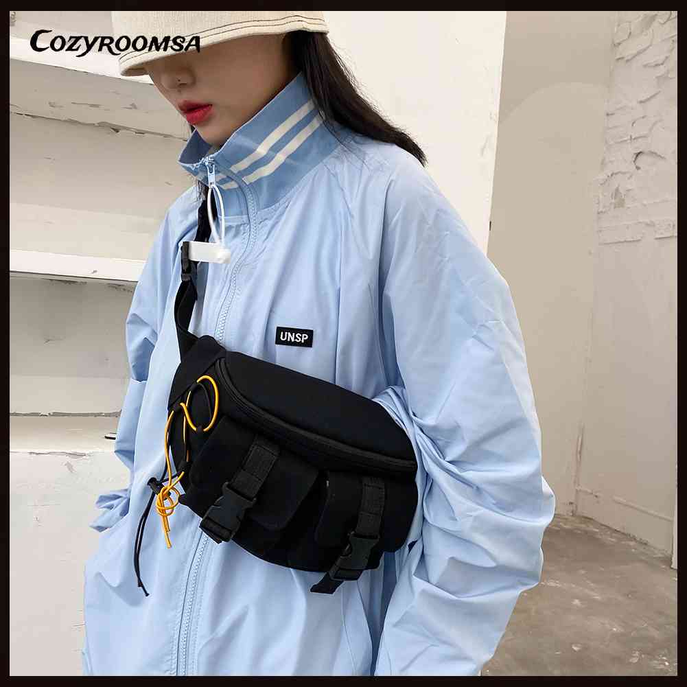 Túi Đeo Chéo Ngực / Thắt Lưng Bằng Vải Bạt Unisex Phong Cách Đường Phố