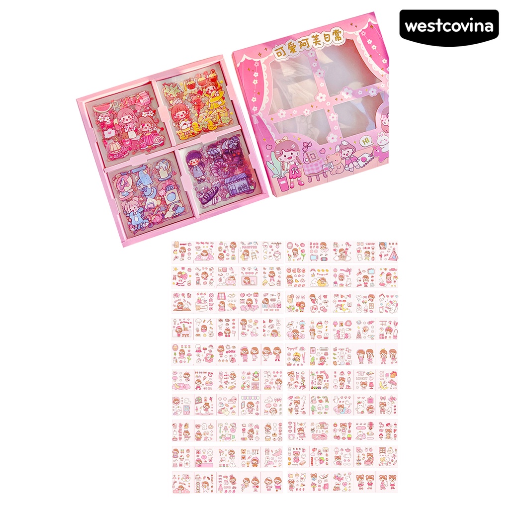 [COD]♪Hộp 100 Miếng Dán Trang Trí Sổ Tay Bằng PVC Chống Thấm Nước Có Thể Tháo Rời