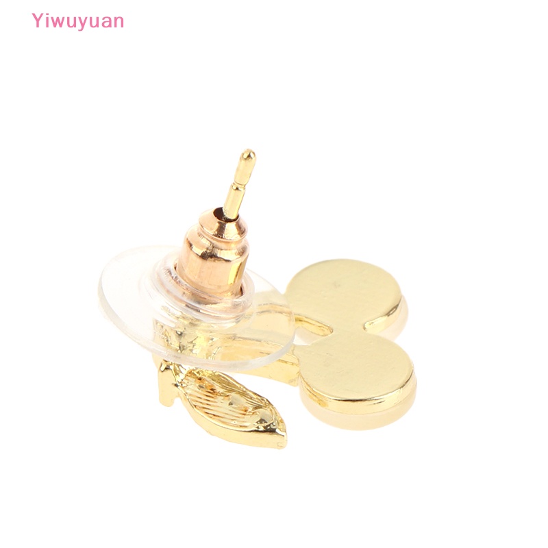 < Yiwuyuan > Bông Tai Hình Nơ Đen Đính Pha Lê Thời Trang Mới