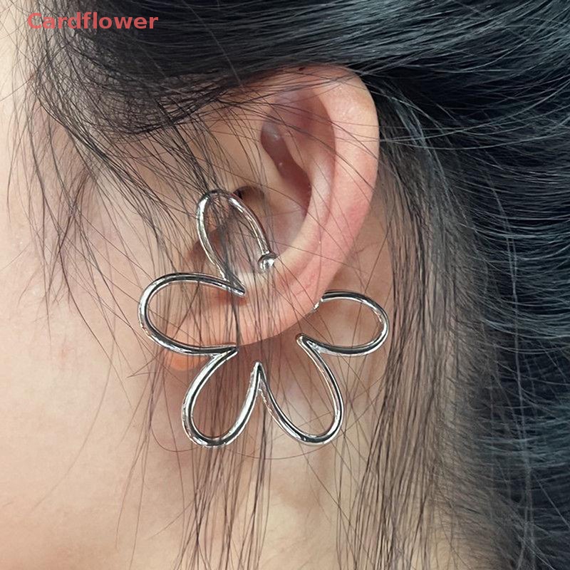 < Cardflower > Khuyên Kẹp Vành Tai Không Xỏ Lỗ Hình Hoa Rỗng Bằng Bạc Thời Trang Mới Cho Nữ