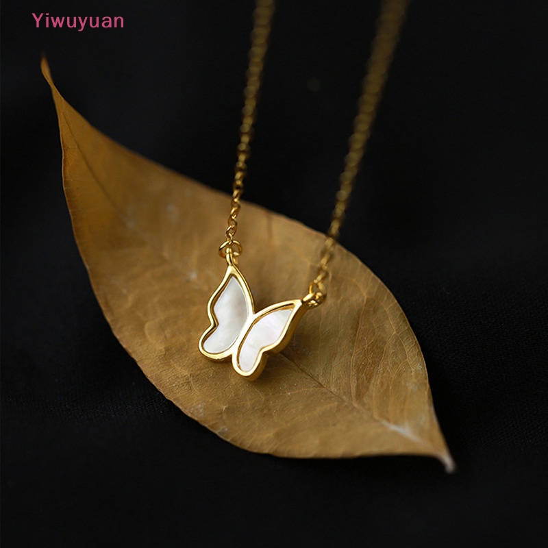 < Yiwuyuan > Vòng cổ Mặt Hình Bướm Màu Vàng Đồng Thanh Lịch Đơn Giản Cho Nữ