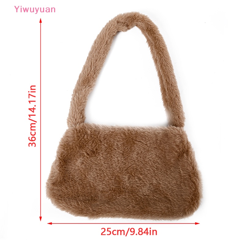 < Yiwuyuan > Túi Đeo Vai / Kẹp Nách Mini Phủ Lông Giả Mềm Mại In Họa Tiết Da Báo Thời Trang Mùa