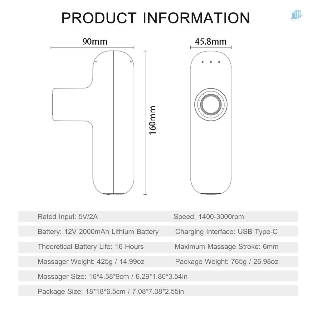 Súng Mát Xa Điện Tử Mini smartwatchinone 4 Đầu 4 Mức Tốc Độ 2000mAh Có Thể Sạc Lại