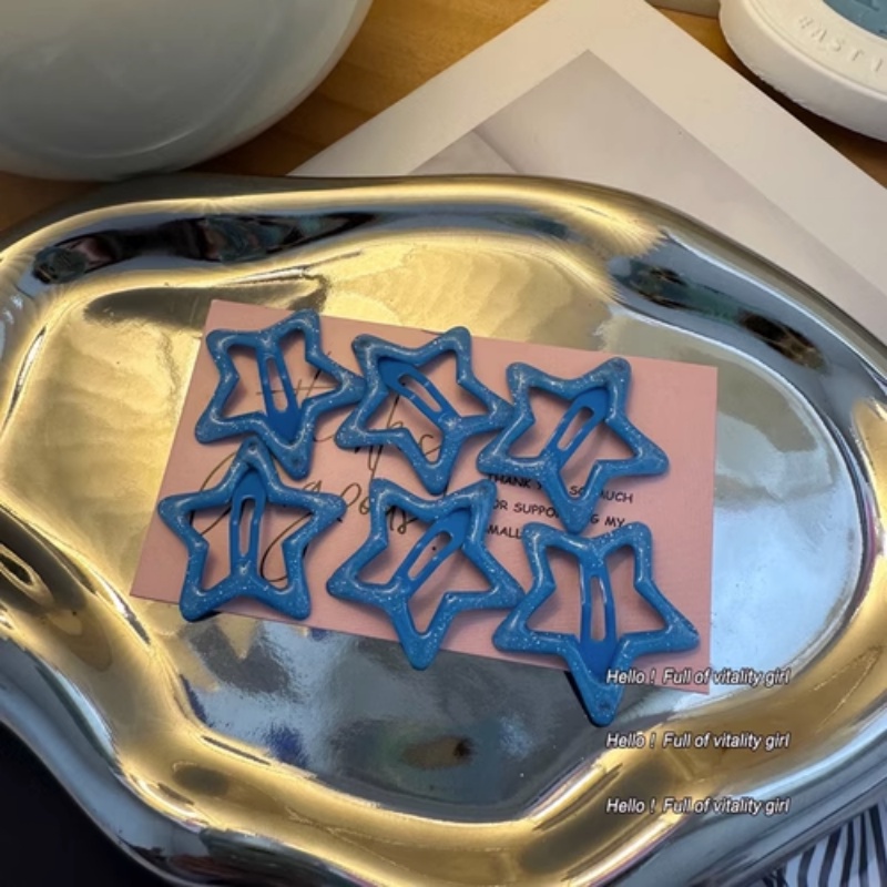 Set 6 Kẹp Tóc Kim Loại Hình Ngôi Sao Năm Cánh Dễ Thương