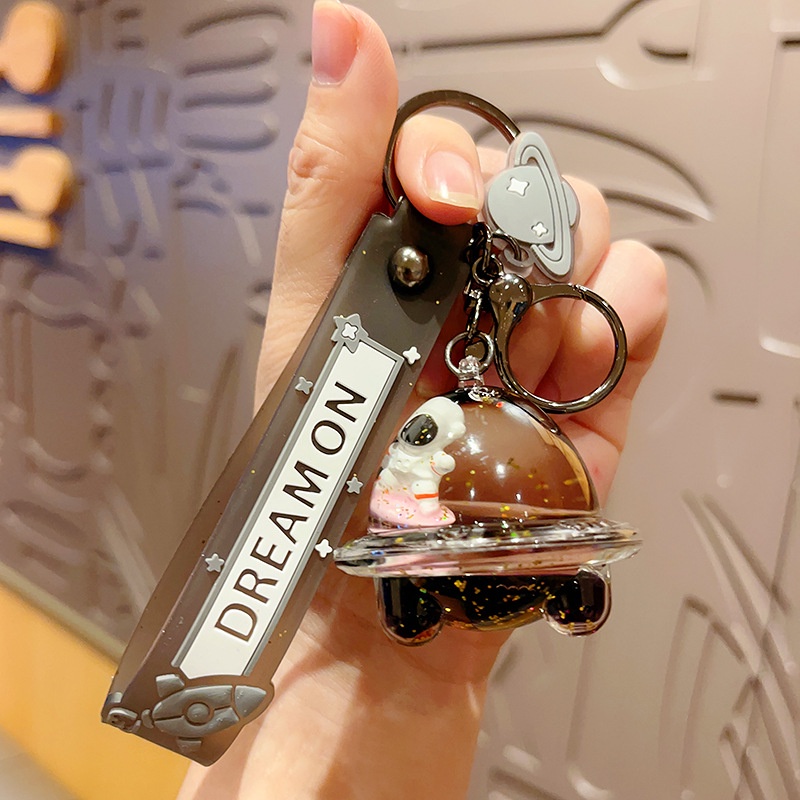 Móc Khóa Hình UFO Phi Hành Gia Hoạt Hình Màu Vàng Đen