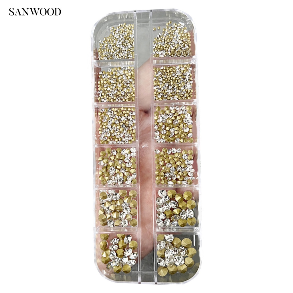 1 Hộp Đá Đính Trang Trí Móng Tay Nhiều Kích Cỡ