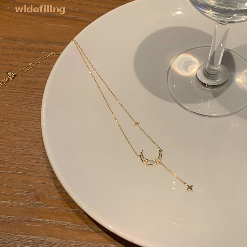 Vòng Cổ Choker Bản Rộng Hình Mặt Trăng Ngôi Sao Màu Vàng Đơn Giản Thời Trang Cho Nữ