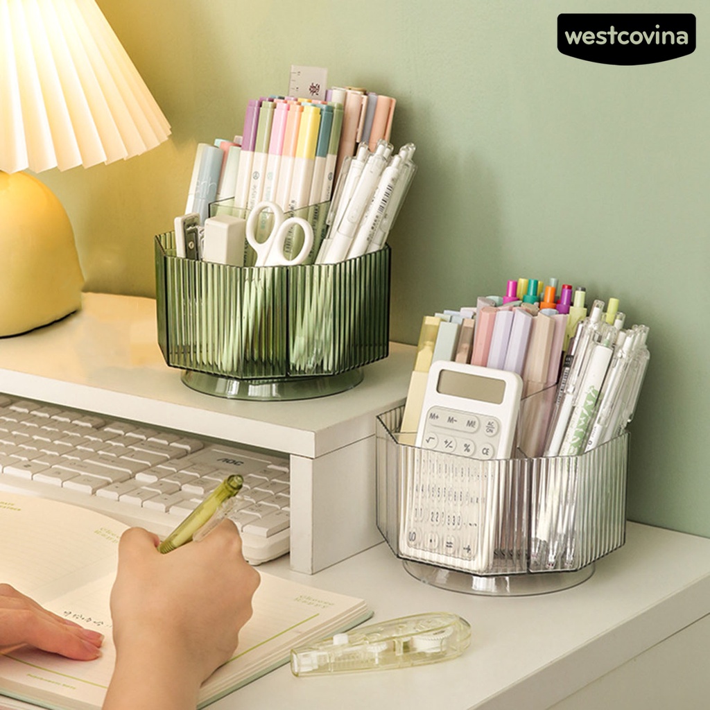 [COD]♪Hộp Đựng Cọ Trang Điểm Dạng Xoay Trong Suốt Dung Tích Lớn Đa Năng